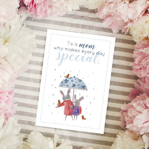 Kaninchen und Rotkehlchen Muttertag von der Tochte Dankeskarte