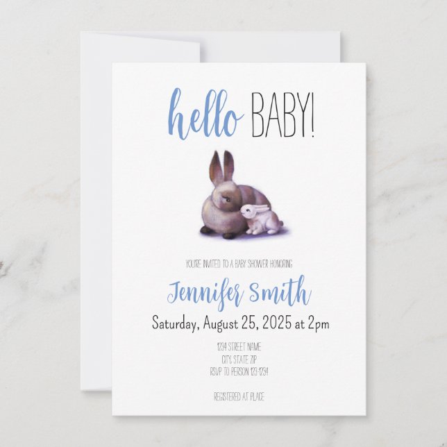 Kaninchen und Sonnendusche Einladung (Vorderseite)