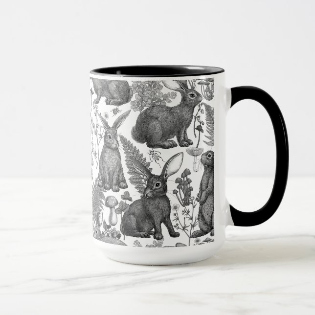 Kaninchen und Waldflora2 Tasse (Rechts)