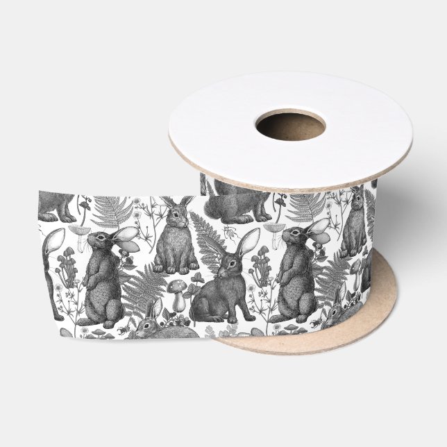 Kaninchen und Waldflora 2 Satin Ribbon Satinband (Spule)