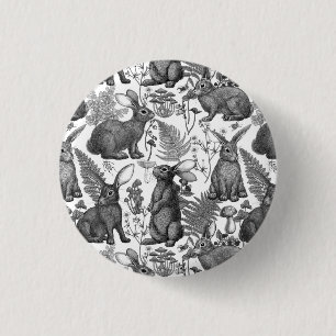 Kaninchen und Waldflora 2 Schaltfläche Button