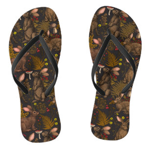 Kaninchen und Waldflora 3 Flip Flops