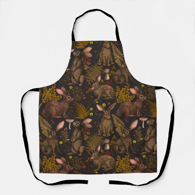 Kaninchen und Waldflora 3 Schürze (Vorderseite)