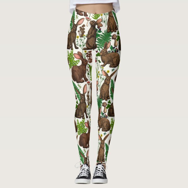 Kaninchen und Waldflora 4 Leggings (Vorderseite)