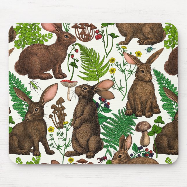 Kaninchen und Waldflora 4 Mousepad (Vorne)