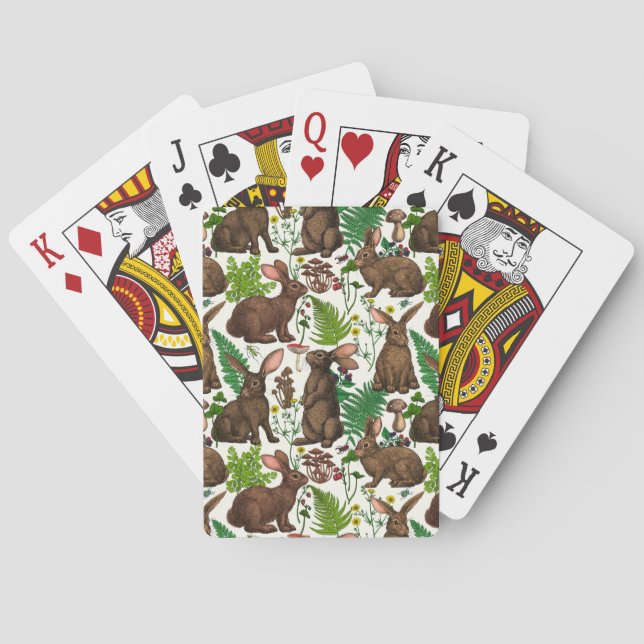 Kaninchen und Waldflora 4 Spielkarten (Rückseite)