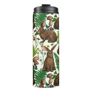 Kaninchen und Waldflora 4 Thermosbecher