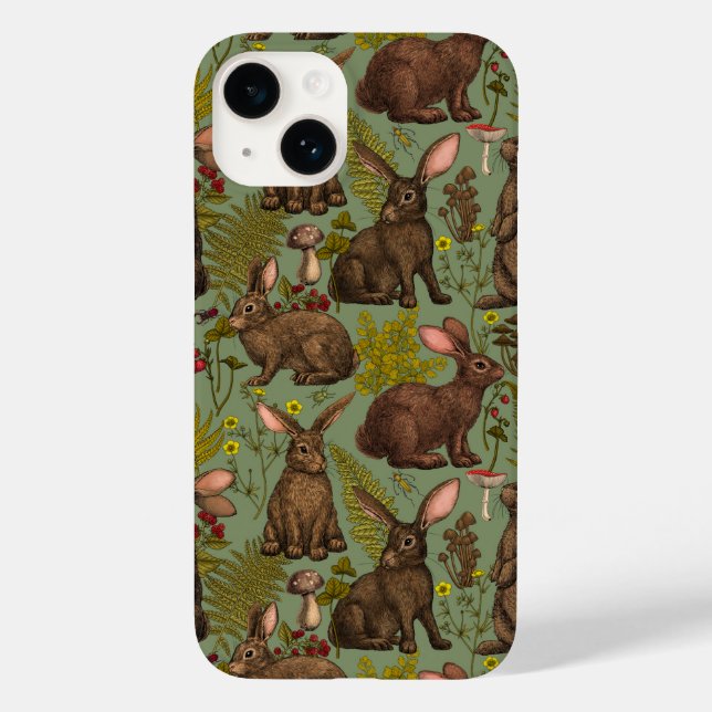 Kaninchen und Waldflora Case-Mate iPhone 14 Hülle (Rückseite)
