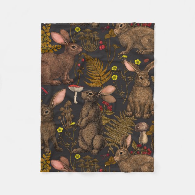 Kaninchen und Waldflora Fleece Blanket (Vorderseite)