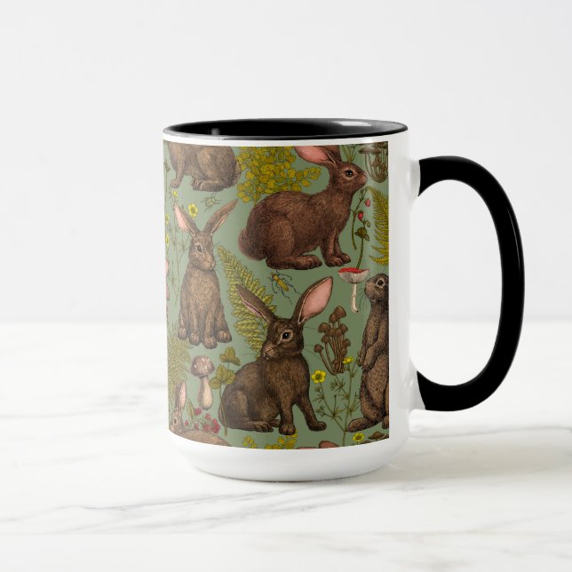 Kaninchen und Waldflora Tasse (Rechts)