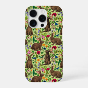 Kaninchen und Wildblumen auf Honigtau iPhone 16 Pro Hülle
