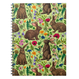 Kaninchen und Wildblumen auf Honigtau Notizblock