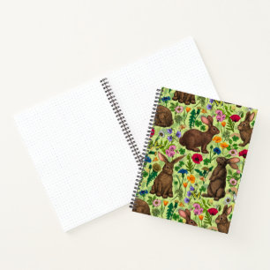 Kaninchen und Wildblumen auf Honigtau Notizbuch