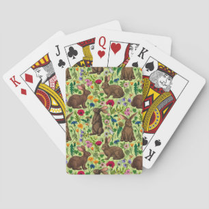 Kaninchen und Wildblumen auf Honigtau Spielkarten