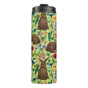 Kaninchen und Wildblumen auf Honigtau Thermosbecher