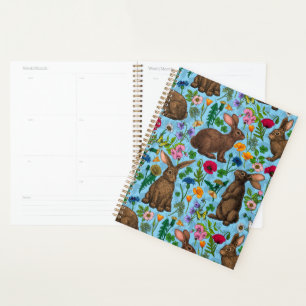 Kaninchen und Wildblumen Planer