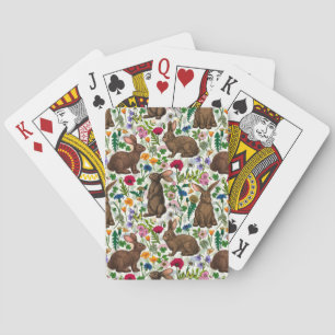 Kaninchen und Wildblumen Spielkarten