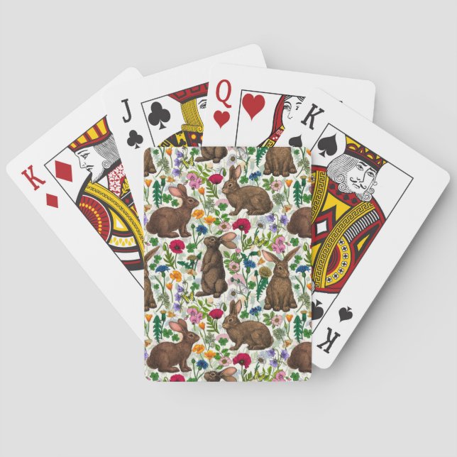Kaninchen und Wildblumen Spielkarten (Rückseite)