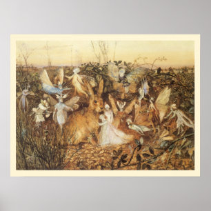 Kaninchen unter den Feen, alte Feenmärchen Poster