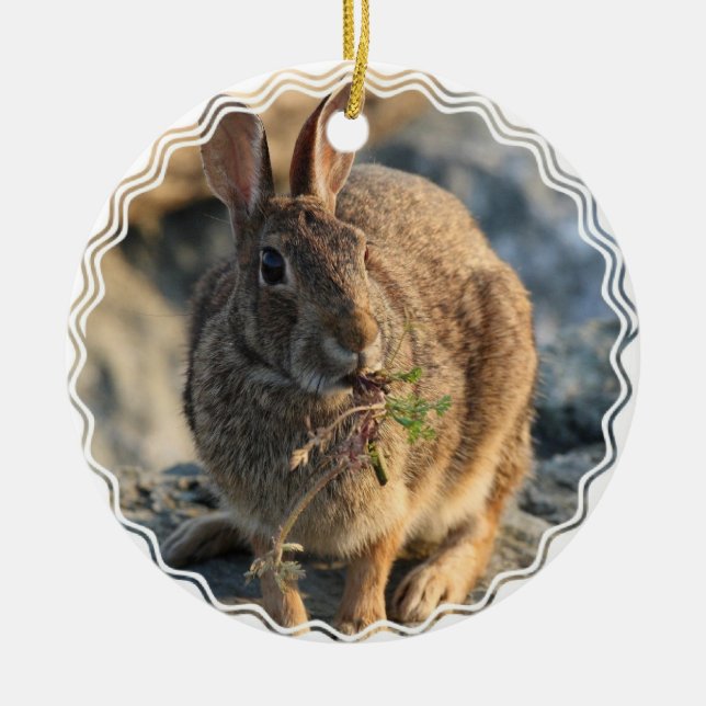 Kaninchen-Verzierung Keramikornament (Vorne)