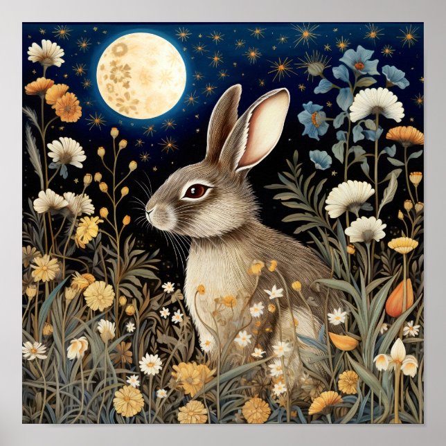 Kaninchen Wall Art Wildlife Tierposter Poster (Vorne)