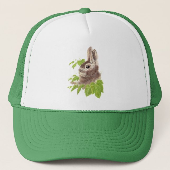 Kaninchen Wasserfarben Kaninchen Art Truckerkappe (Vorderseite)