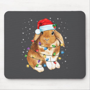 Kaninchen Weihnachtslichter Santa Hut Lustige Weih Mousepad