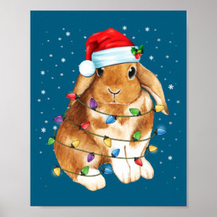 Kaninchen Weihnachtslichter Santa Hut Lustige Weih Poster