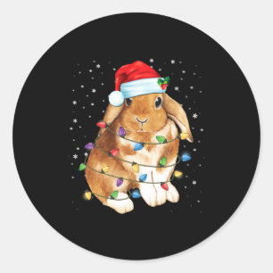 Kaninchen Weihnachtslichter Santa Hut Lustige Weih Runder Aufkleber