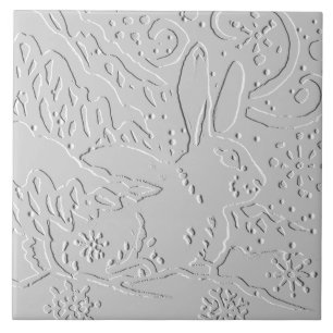 Kaninchen Weiß Grau Embossed Waldland Schnee Wint Fliese