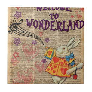 Kaninchen Willkommen bei .. Alice im Wunderland Fliese