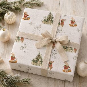 Kaninchen Winterferien Geschenkpapier