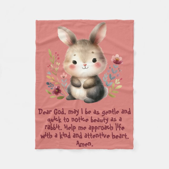 Kaninchen Woodland Kinder Christliches Gebet auf R Fleecedecke (Vorderseite)