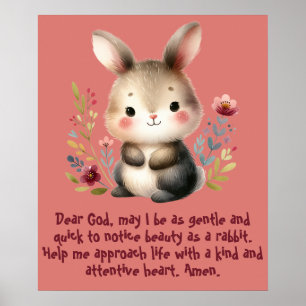 Kaninchen Woodland Kinder Christliches Gebet auf R Poster