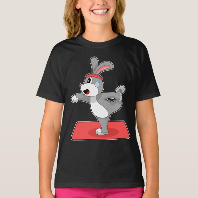 Kaninchen Yoga Fitness Gymnastik T-Shirt (Vorderseite)