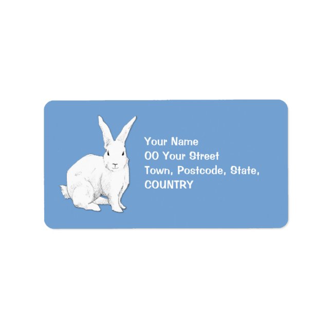Kaninchenblaues Adressetikett (Vorne)
