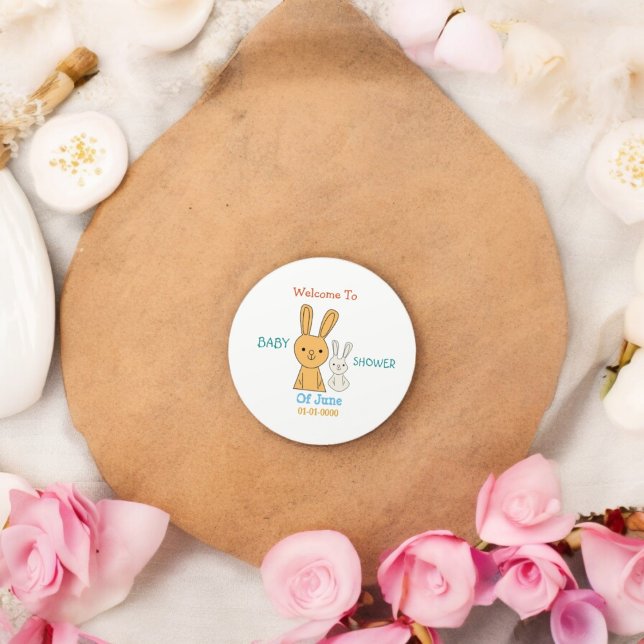 Kaninchendusche Runder Aufkleber (easter bunny baby shower party sticker,birthday party sticker,gift pack,envelope,return gift sticker)