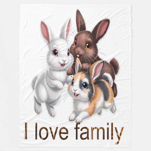 Kaninchenfamilie  fleecedecke (Vorderseite)