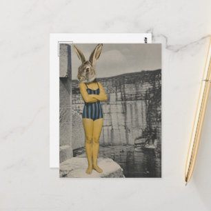 Kaninchenfrau im Steinbruch Postkarte