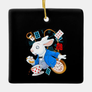 Kaninchengeschenk Alice im Wunderland — Weißes Ka Keramikornament