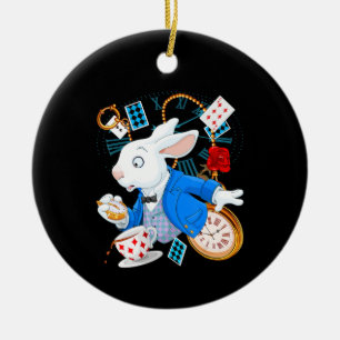 Kaninchengeschenk  Alice im Wunderland — Weißes Keramik Ornament