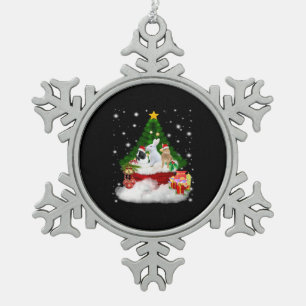 Kaninchengeschenk  Frohe Weihnachtskaninchen Liebl Schneeflocken Zinn-Ornament