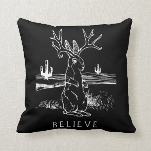Kaninchengeschenk Glaube Jackalope Kissen