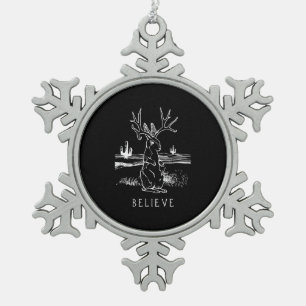 Kaninchengeschenk  Glaube Jackalope Schneeflocken Zinn-Ornament