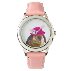 Kaninchenhäschenniedliches lustiges Tiermädchen Armbanduhr