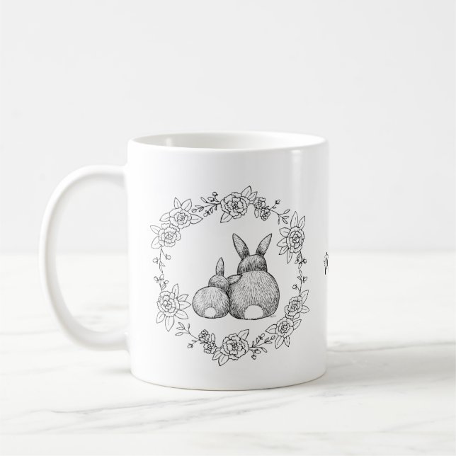 Kanincheninche Zeichne monochromen individuelle Na Kaffeetasse (Links)