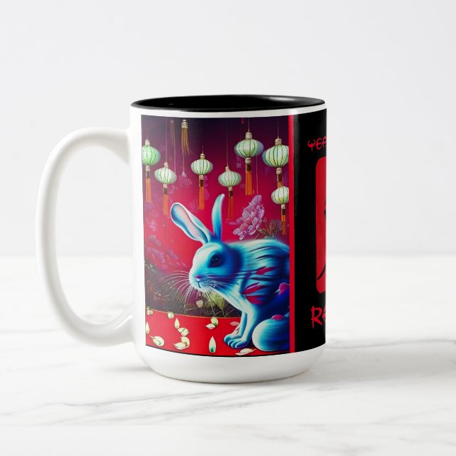 Kaninchenjahr Zweifarbige Tasse (Links)