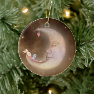 Kaninchenmond auf einem Meer von Wolkenschmuck Keramik Ornament