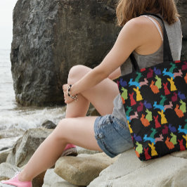 Kaninchenmuster auf schwarz tasche