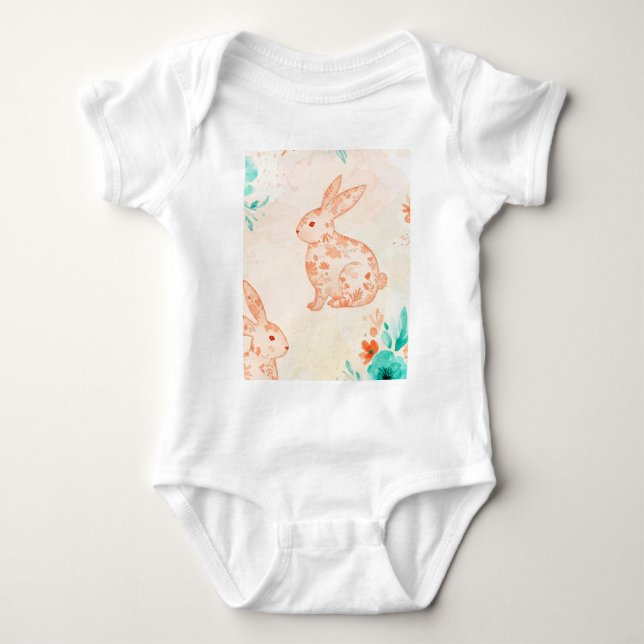 Kaninchenmuster Baby Strampler (Vorderseite)